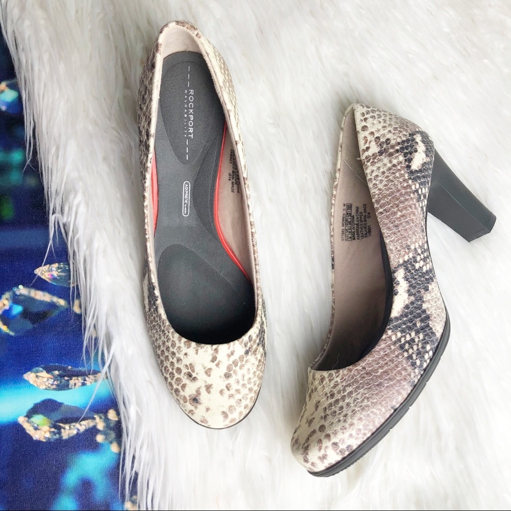Rockport comfort sole snake print chunky heel pump